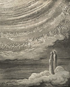 Dante e Beatrice contemplano l'Empireo dal Primo Mobile, visti da Doré