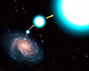 Rappresentazione artistica di una “classica” stella iperveloce, spinta fuori dalla galassia. Crediti: NASA, ESA, and G. Bacon (STScI)