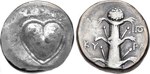 la forma del cuore sulla moneta
