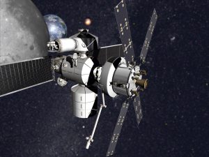 Concept of Lockheed Martin's NextSTEP-2 habitat with Orion.