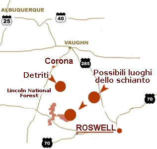 Possibili luoghi dello schianto di Roswell